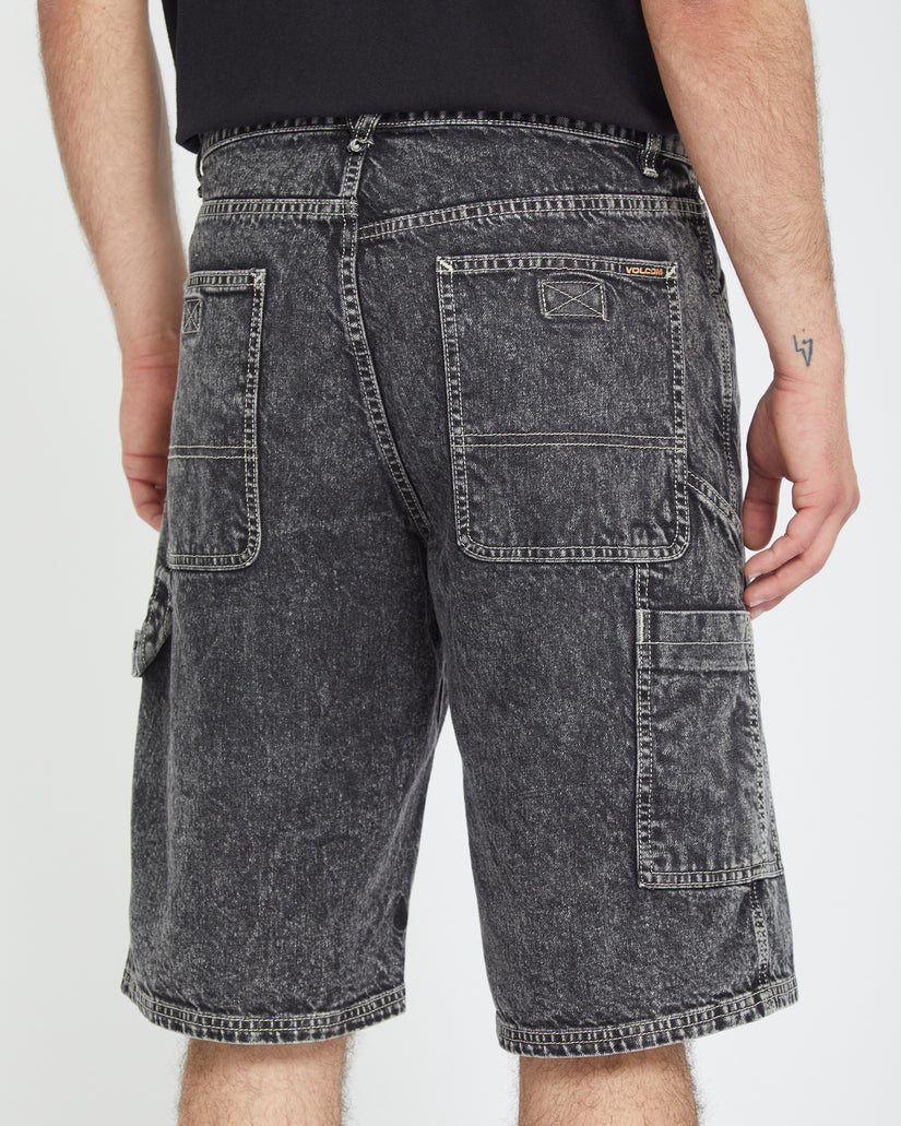 Short Labored Denim Utility - LIGHT ACID BLACK