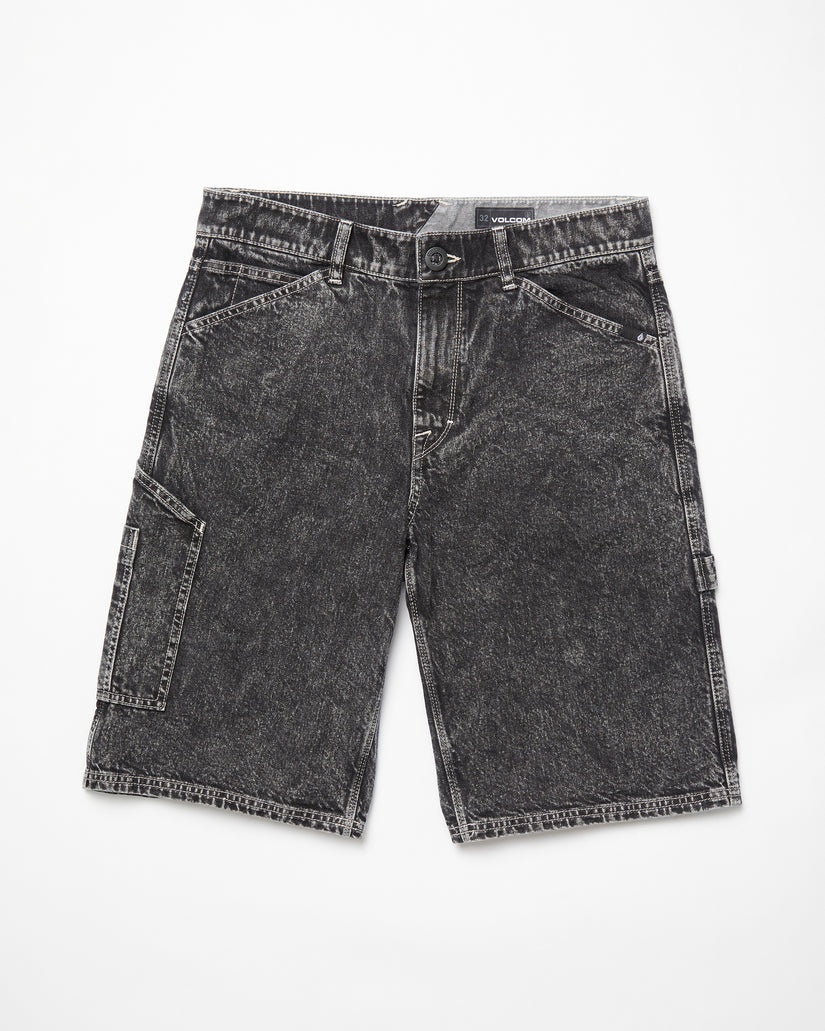Short Labored Denim Utility - LIGHT ACID BLACK