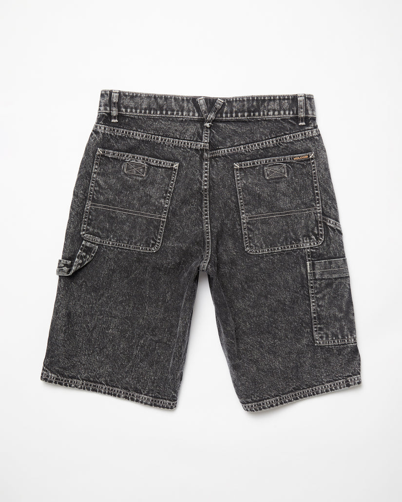 Short Labored Denim Utility - LIGHT ACID BLACK