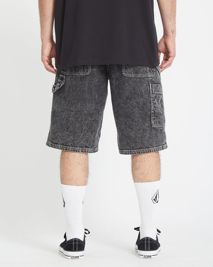 Short Labored Denim Utility - LIGHT ACID BLACK