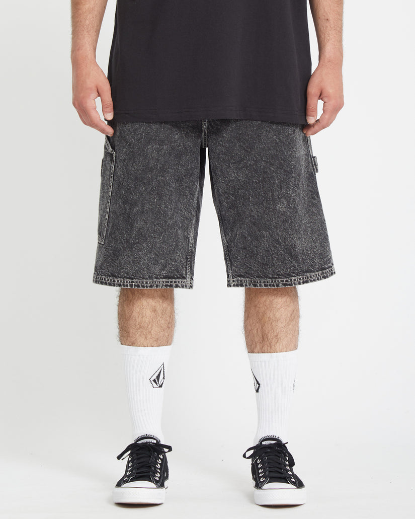 Short Labored Denim Utility - LIGHT ACID BLACK