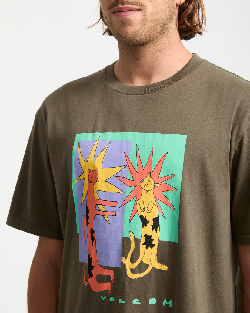 T-Shirt Longo Cats - Sage Leaf