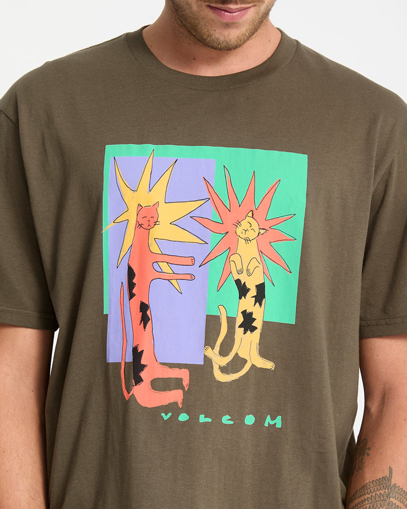 T-Shirt Longo Cats - Sage Leaf