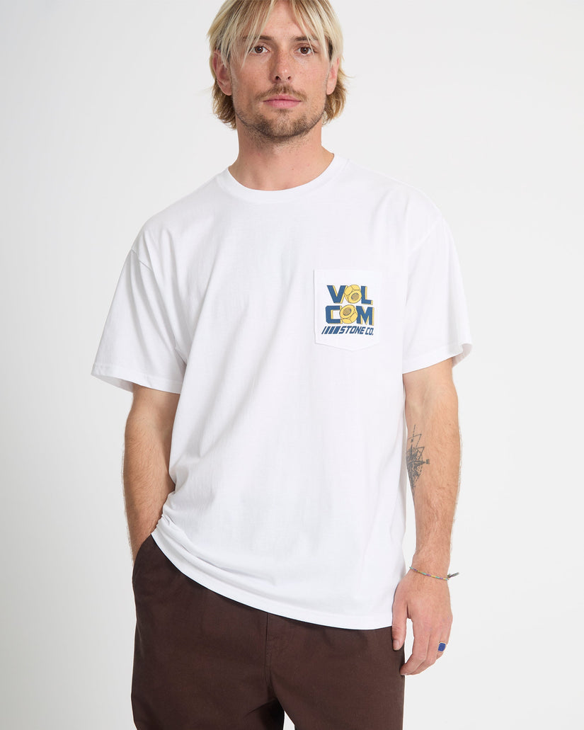 T-shirt Parted Out Pocket - White