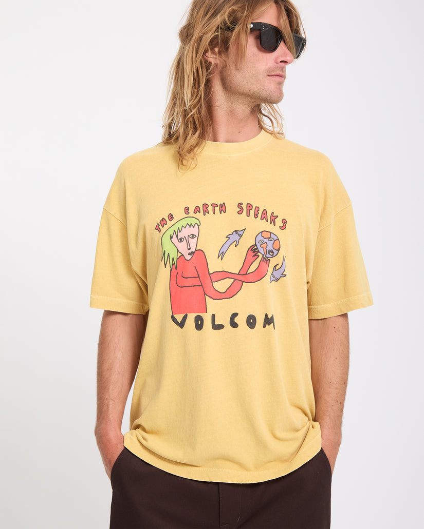 T-shirt Earth Speaks - Mustard