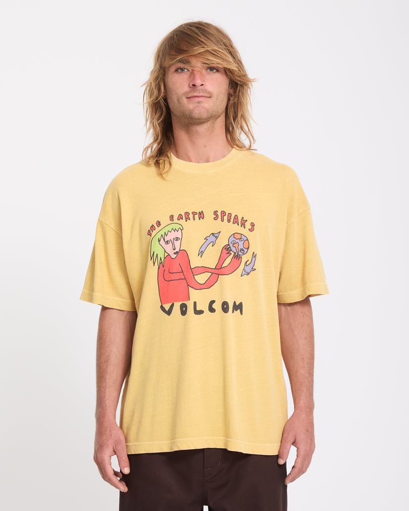 T-shirt Earth Speaks - Mustard