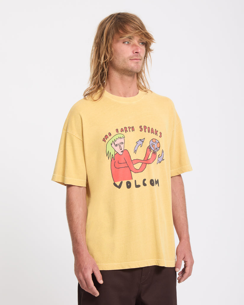 T-shirt Earth Speaks - Mustard