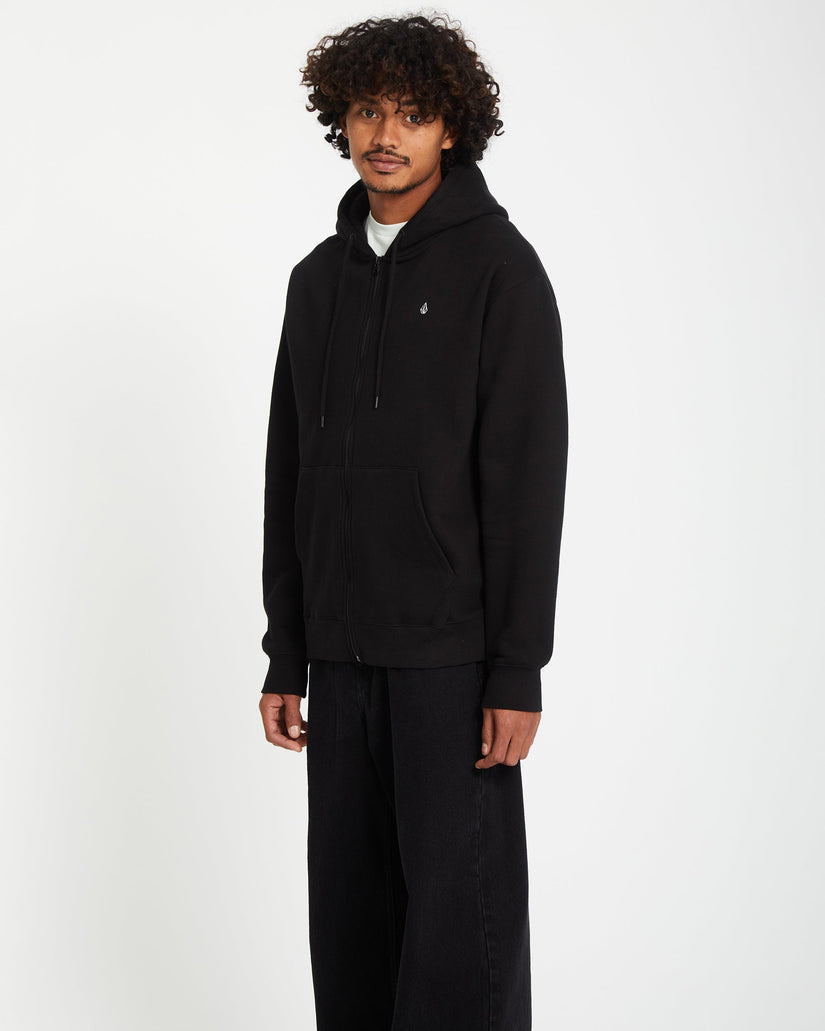 Sweat à Capuche Zippé Single Stone - BLACK