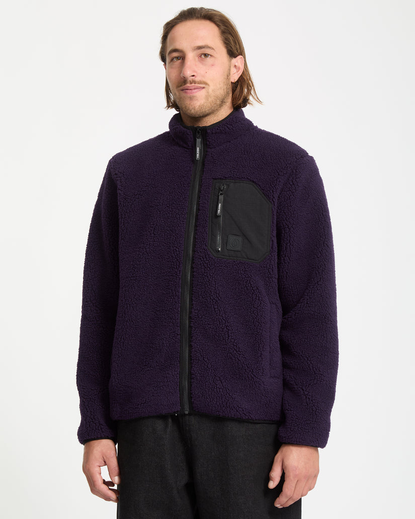 Sweat Sherpa Zippé Muzzer Fuzzar - Dark Purple