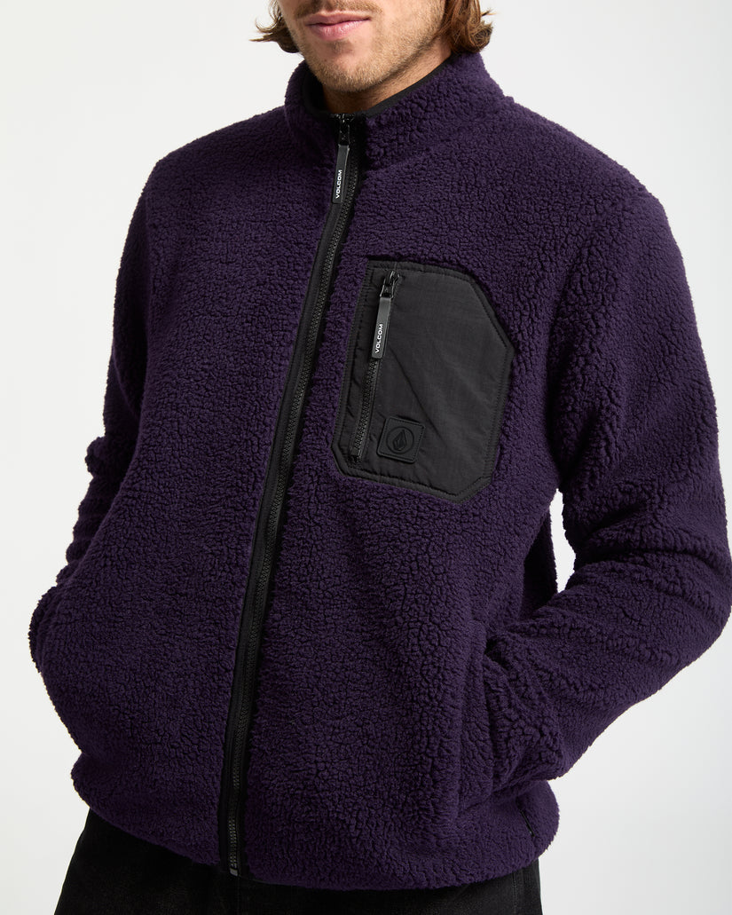 Sweat Sherpa Zippé Muzzer Fuzzar - Dark Purple