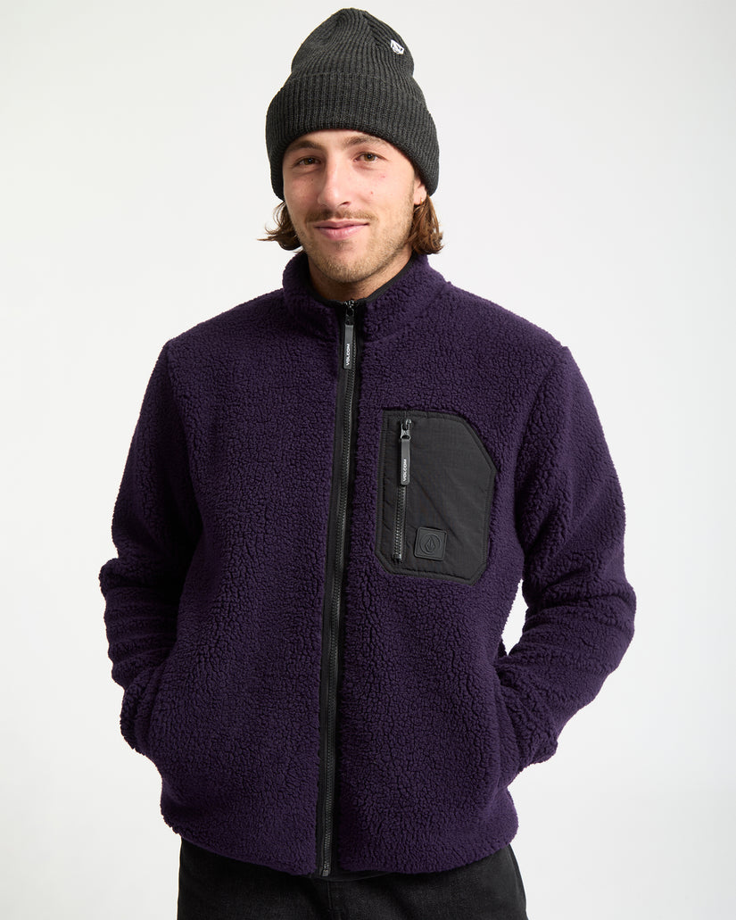 Sweat Sherpa Zippé Muzzer Fuzzar - Dark Purple
