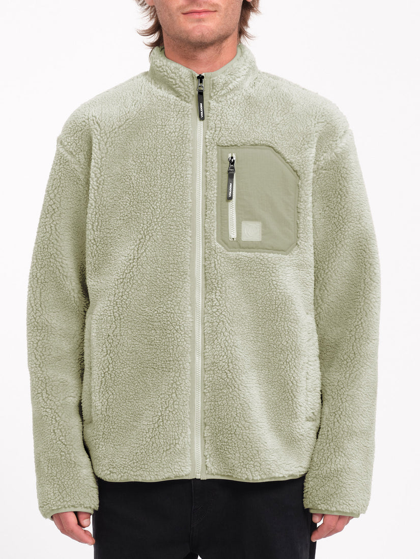 Sweat Sherpa Zippé Muzzer Fuzzar - GREEN TEA