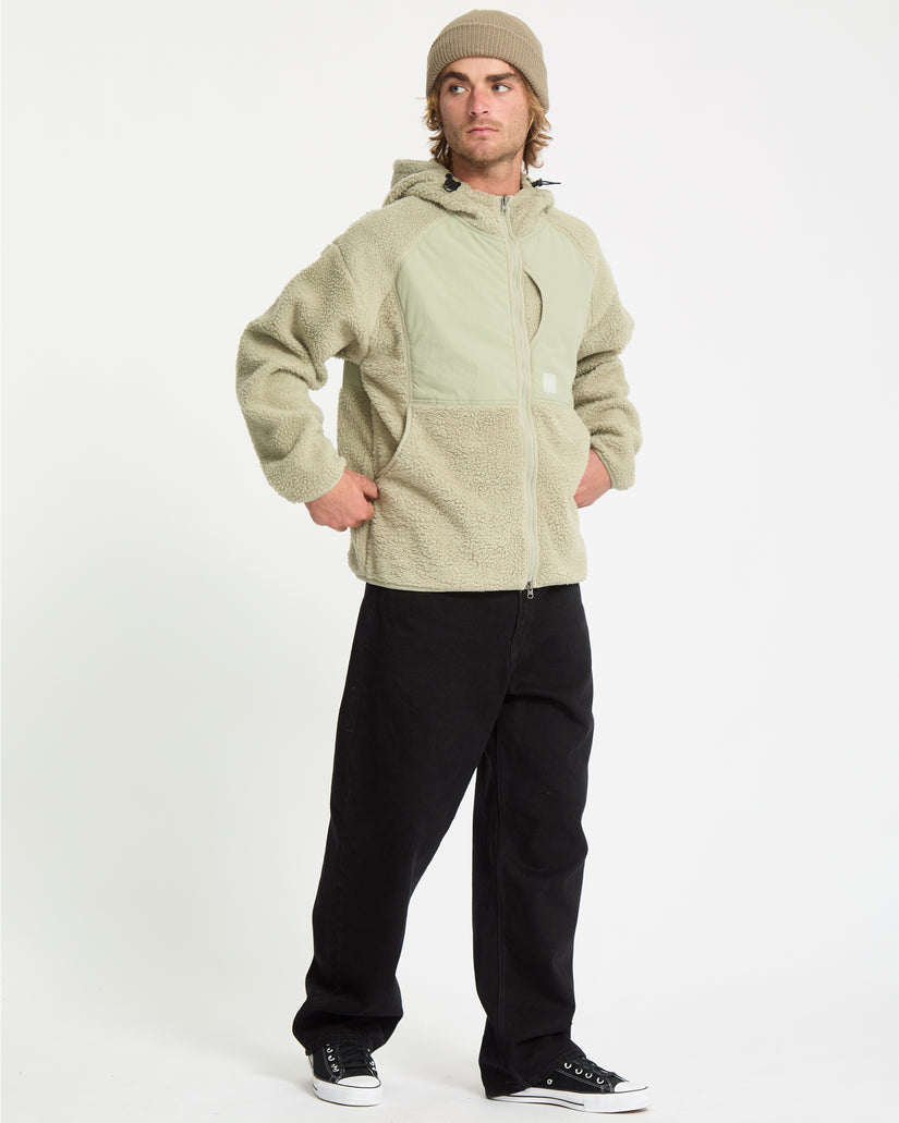 Sweat Sherpa À Capuche Zippé Nomaa - Green Tea