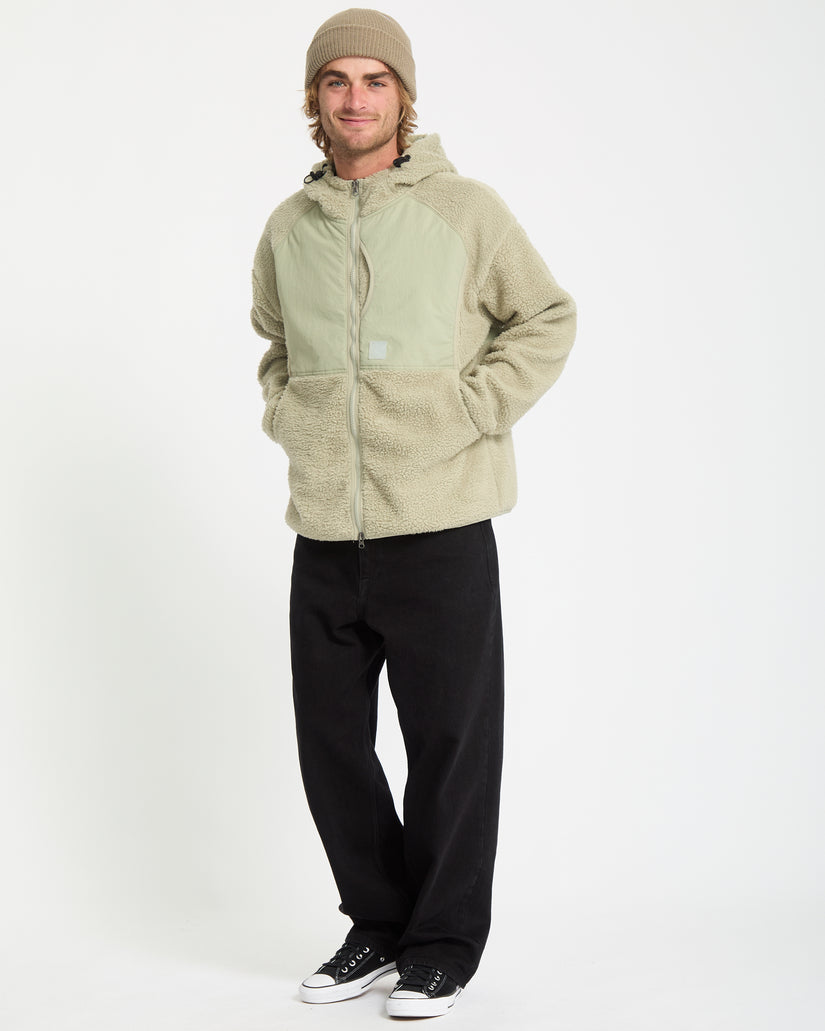 Sweat Sherpa À Capuche Zippé Nomaa - Green Tea
