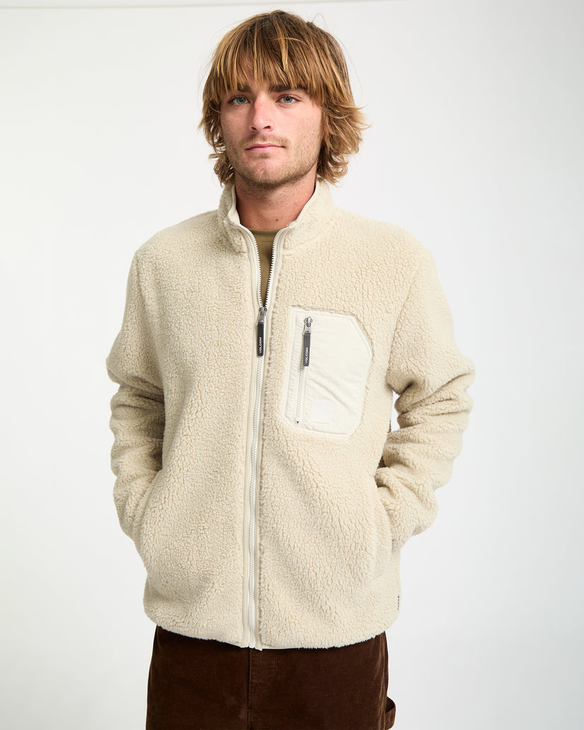 Sweat sherpa zippé Muzzer Fuzzar - Stone
