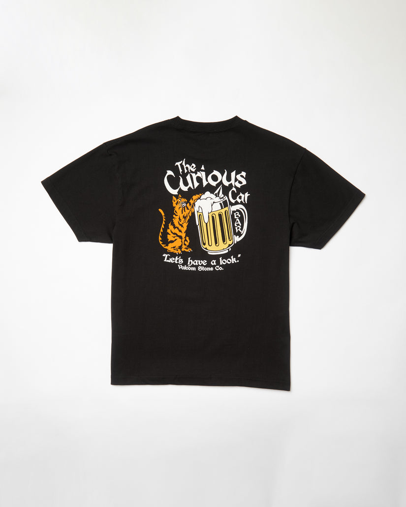 T-shirt Curious Cat - BLACK