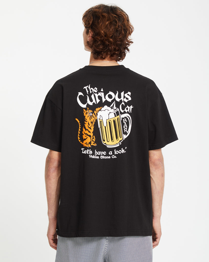 T-shirt Curious Cat - BLACK