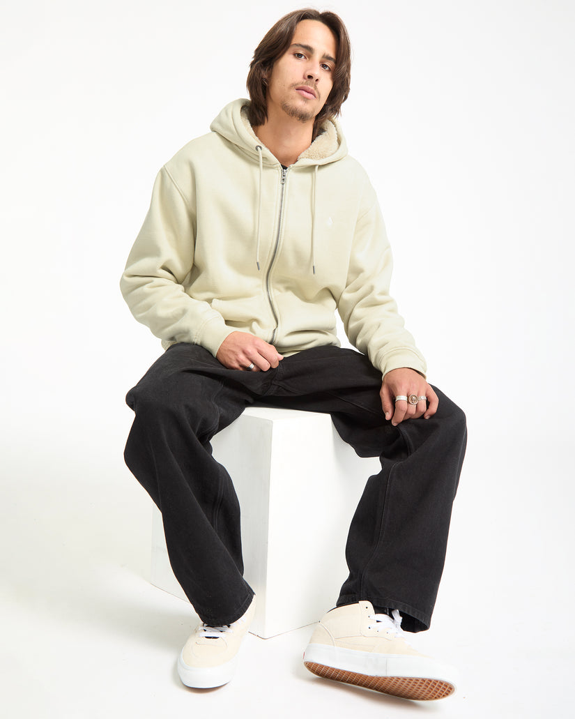 Sweat À Capuche Zippé Single Stone - Light Beige