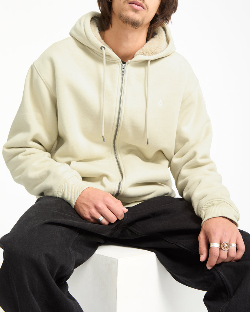 Sweat À Capuche Zippé Single Stone - Light Beige