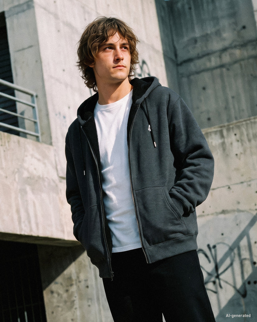 Sweat à capuche sherpa Single Stone - Heather Black