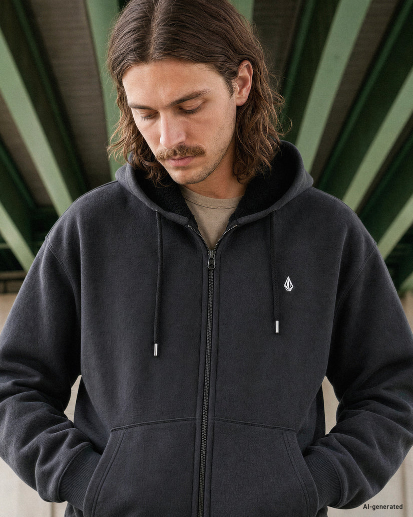 Sweat à capuche sherpa Single Stone - Heather Black