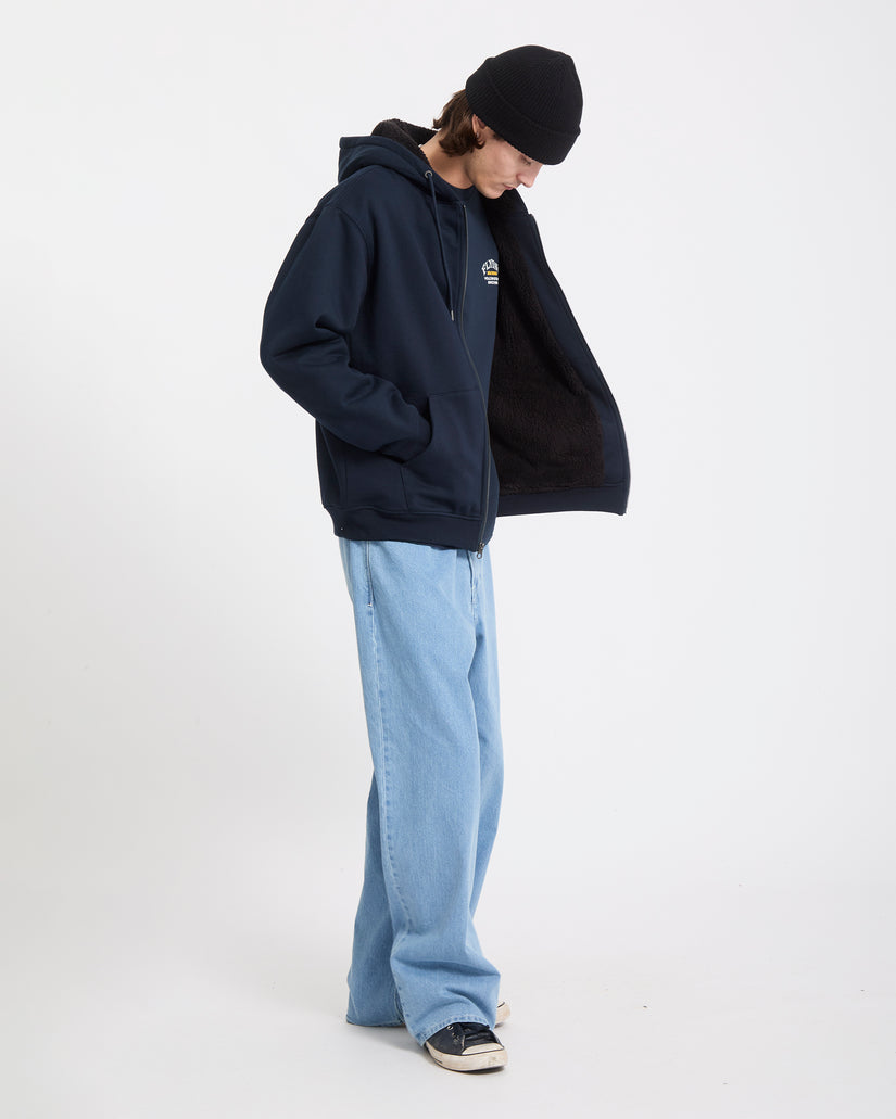 Sweat à capuche sherpa Single Stone - Marine