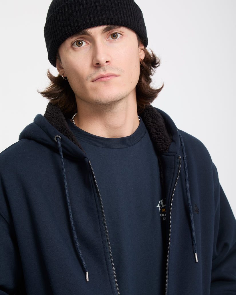 Sweat à capuche sherpa Single Stone - Marine