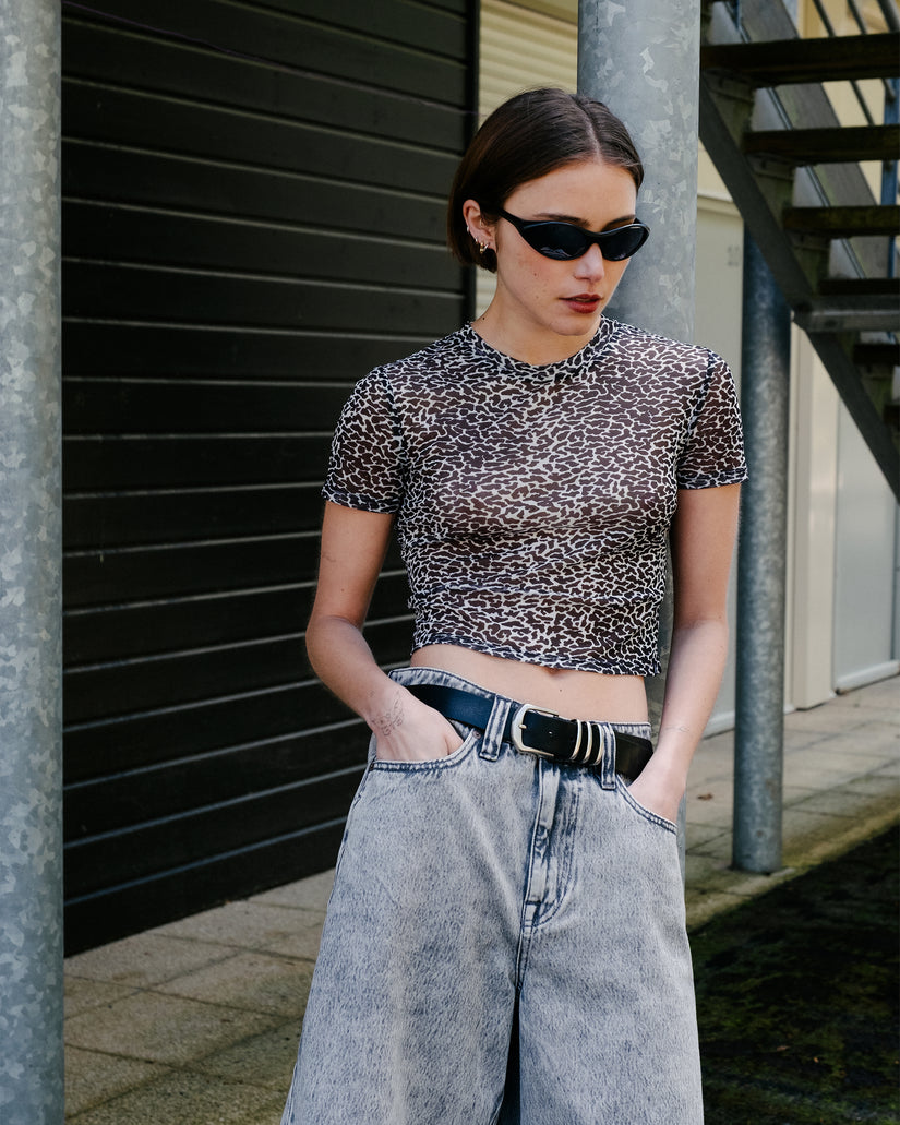 Top Rawly Knit Mesh - Black White