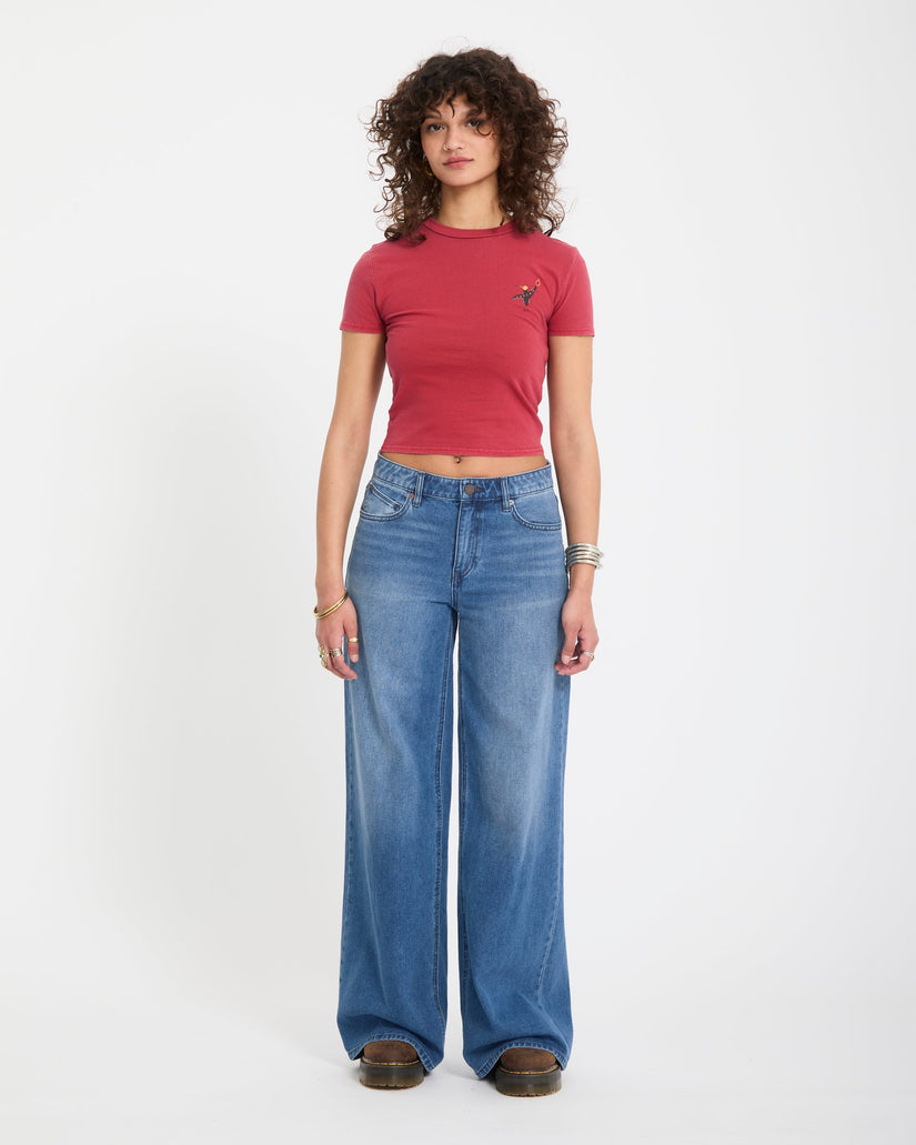 Jean Stoned Boyfriend Low Rise - Worn Light Blue