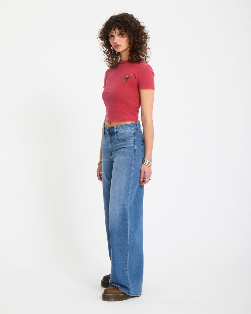 Jean Stoned Boyfriend Low Rise - Worn Light Blue