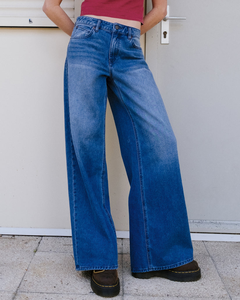 Jean Stoned Boyfriend Low Rise - Worn Light Blue