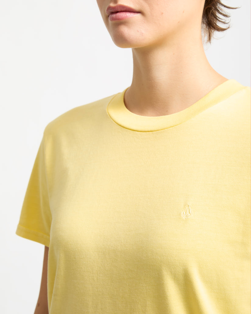 T-Shirt Solid Stone Emb - Dawn Yellow