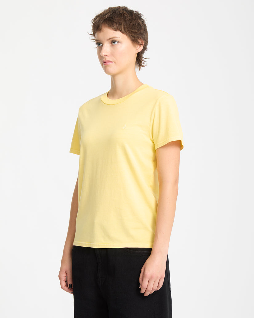 T-Shirt Solid Stone Emb - Dawn Yellow