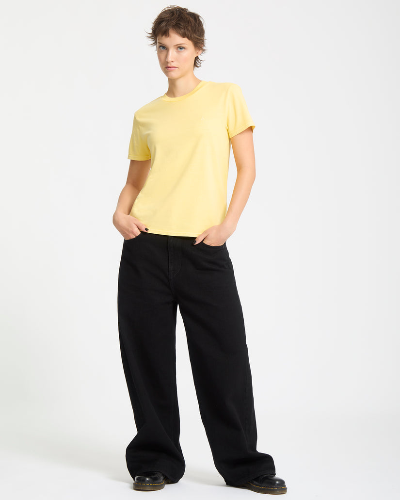 T-Shirt Solid Stone Emb - Dawn Yellow