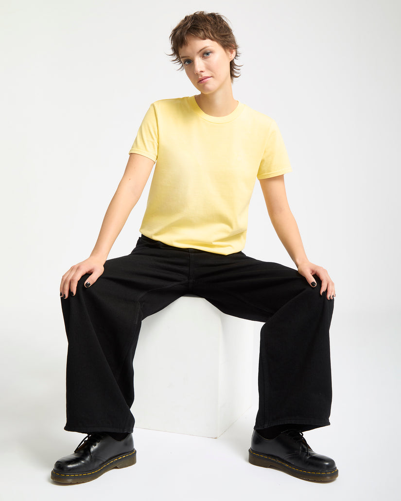 T-Shirt Solid Stone Emb - Dawn Yellow