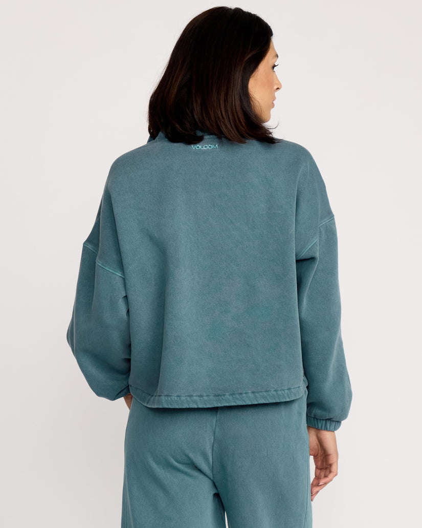 Sweatshirt Col Zippé Stone Soft - Emerald Green