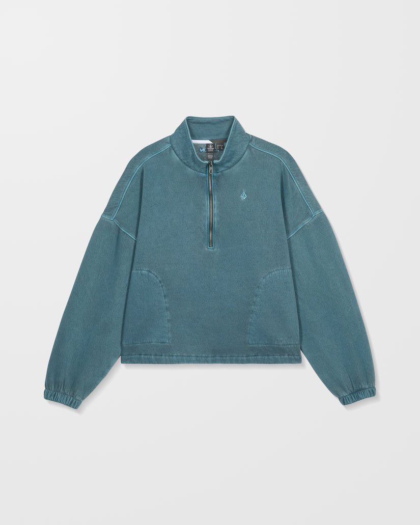 Sweatshirt Col Zippé Stone Soft - Emerald Green