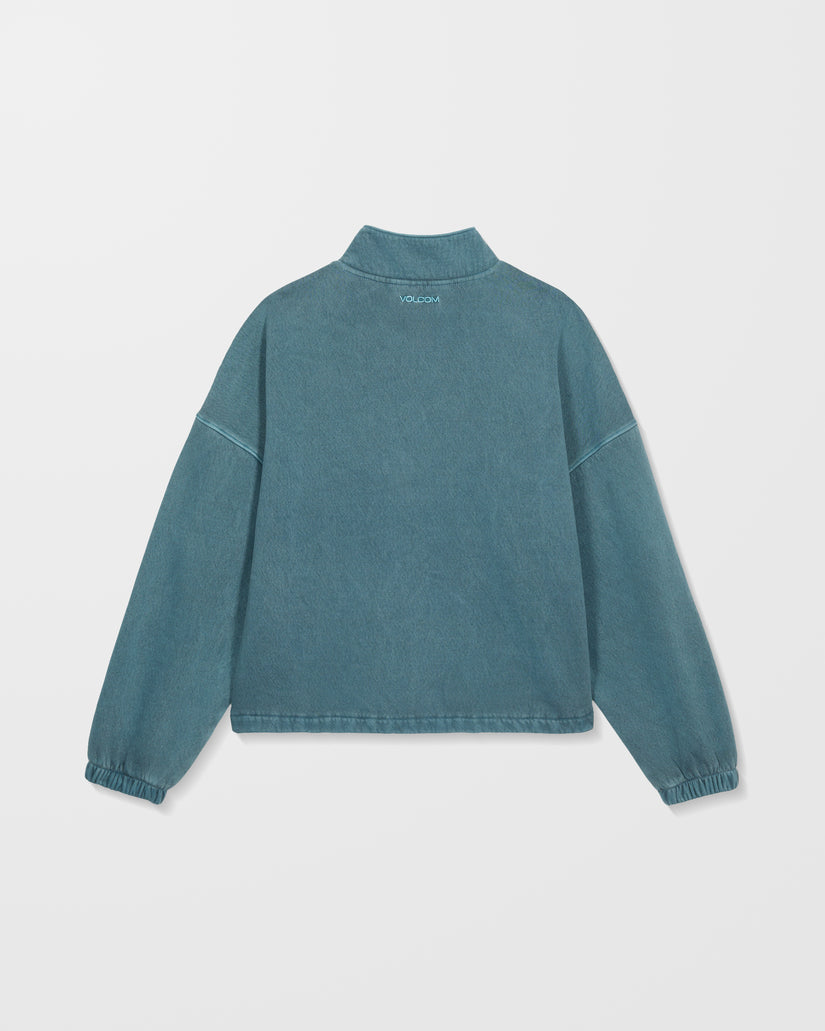 Sweatshirt Col Zippé Stone Soft - Emerald Green