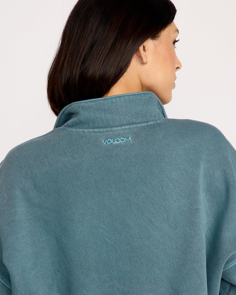 Sweatshirt Col Zippé Stone Soft - Emerald Green