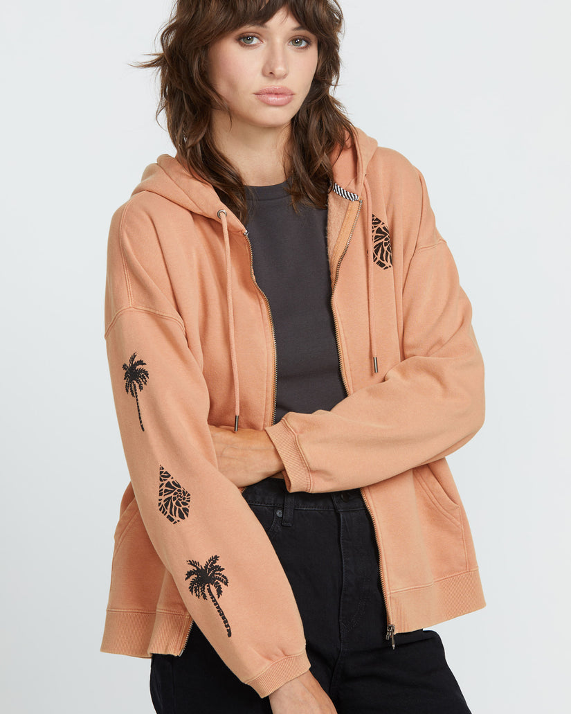 Sweat à Capuche Zippé Stone Art Up - SAND BROWN