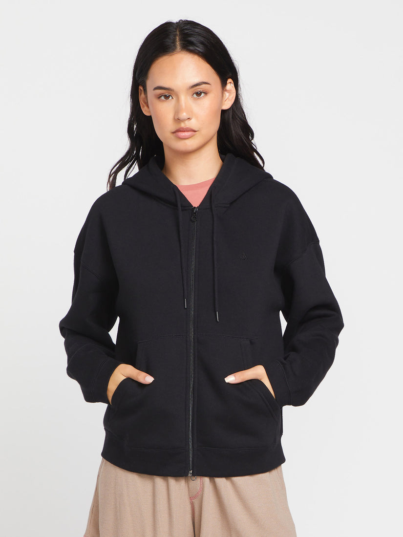 Sweat à capuche zippé Stone Heart Up - BLACK