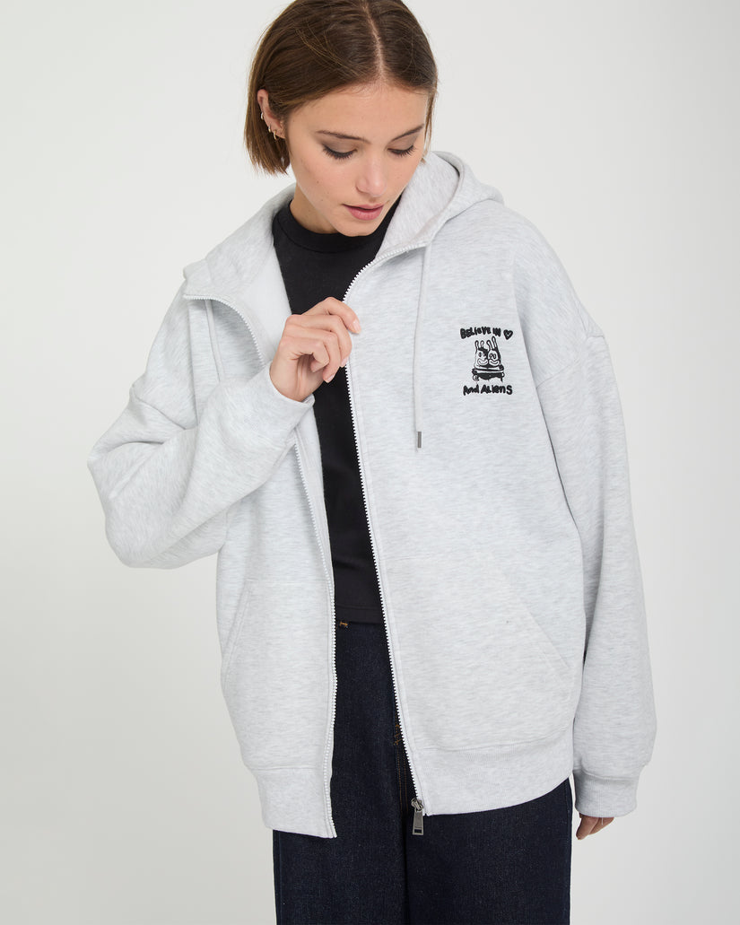 Sweat à capuche zippé Ozzy - Bone Heather