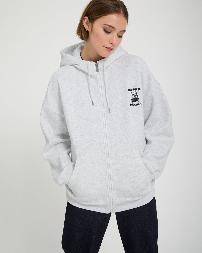 Sweat à capuche zippé Ozzy - Bone Heather