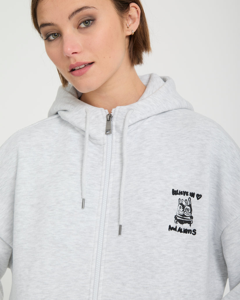 Sweat à capuche zippé Ozzy - Bone Heather
