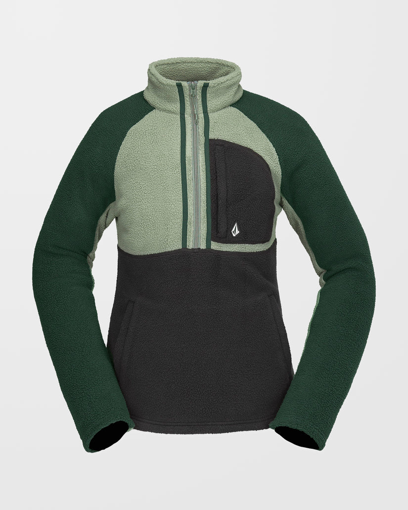 Sweat sherpa col zippé - Lichen Green