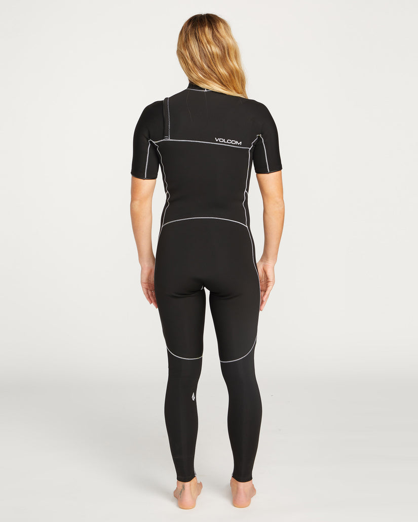 Combinaison de Surf 2 mm à Manches Courtes Zippée Poitrine - BLACK
